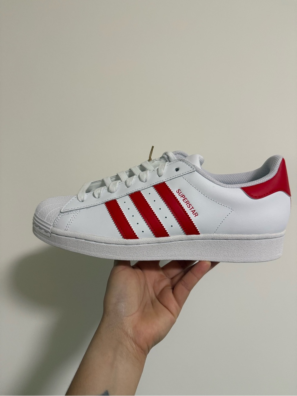 adidas White and Red Superstar Men's Sneaker size 10